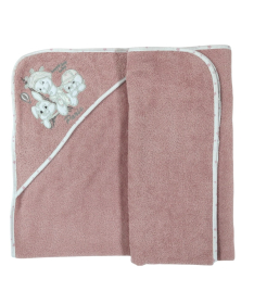 Tri Drugara u Parizu Peškir za bebe sa kapuljačom 100x100 cm - Puder Roze 3542
