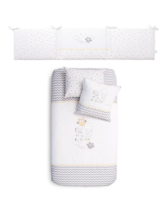 FunnaBaby komplet posteljine za bebe Owlet Grey 120x60 cm