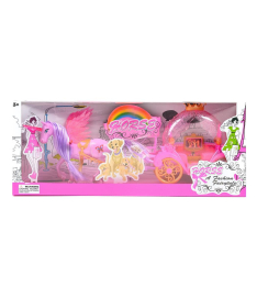HK Mini set konjić sa kočijom igračka za devojčice - Roze