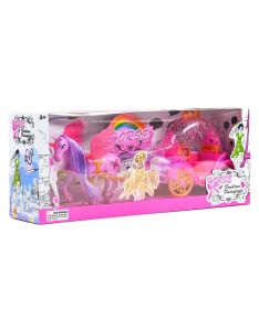 HK Mini set konjić sa kočijom igračka za devojčice - Roze
