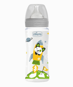 Chicco WB Plastična flašica za bebe 4 meseca + 330 ml - Siva
