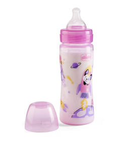 Chicco WB Plastična flašica za bebe 4 meseca + 330 ml - Roza