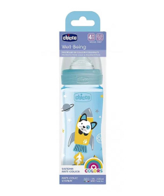 Chicco WB Plastična flašica za bebe 4 meseca + 330 ml - Plava