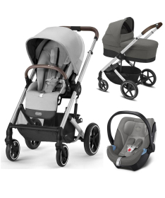 Cybex Balios S Lux kolica Lava Grey 3 u 1 sa Aton 5&Carrycot Soho Grey (Silver Frame)