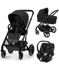 Cybex Balios S Lux kolica Moon Black 3 u 1 sa Aton 5&Carrycot Deep Black (Black Frame)