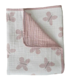 Textil Višenamenska muslin pelena za bebe Leptirići 85x100 cm