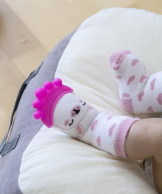 Babyjem pamučne čarapice za devojčice sa glodalicom 6-12m Pink - 92-36524