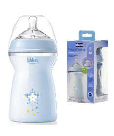 Chicco Natural Feeling plastična flašica za bebe 330ml 6m+ Plava - A075865