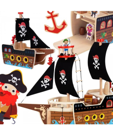 Tooky Toy drvena igračka piratski brod 9 elemenata - A081827