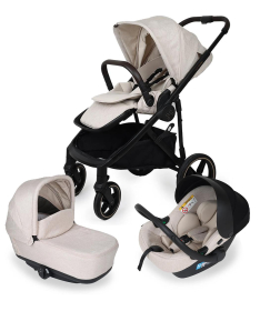 Jungle Motto Deluxe kolica za bebe 3 u 1 sa crnim ramom Beige