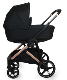 Jungle Motto Deluxe kolica za bebe 3 u 1 sa zlatnim ramom Black