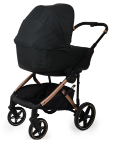 Jungle Motto Deluxe kolica za bebe 3 u 1 sa zlatnim ramom Black