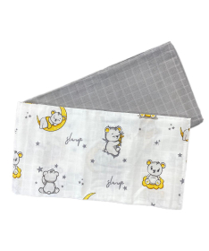 Deksi muslin tetra pelena za bebe Sleepy Bear Yellow 80x80 cm - 2 komada