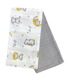 Deksi muslin tetra pelena za bebe Sleepy Bear Yellow 80x80 cm - 2 komada