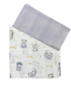 Deksi muslin tetra pelena za bebe Sleepy Bear Grey 80x80 cm - 2 komada