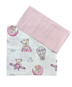 Deksi muslin tetra pelena za bebe Flying Bear Rose 80x80 cm - 2 komada