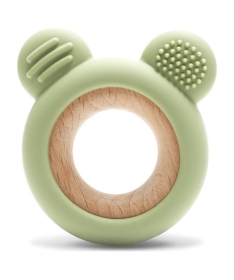 Lorelli Bear silikonska drvena glodalica za bebe Fresh Green