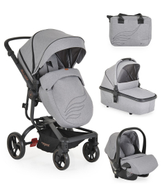 Cangaroo Ellada premium kolica za bebe 3 u 1 sa I-size auto sedištem - Grey