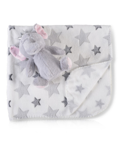 Cangaroo ćebe sa igračkom za bebe 90x75 cm Elephant Grey