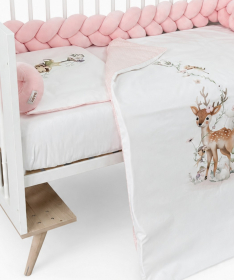 Textil komplet posteljina za krevetac za bebe Bambi Roze - 120x60 cm