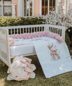 Textil komplet posteljina za krevetac za bebe Bambi Roze - 120x60 cm