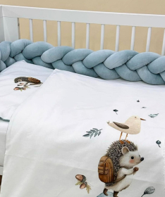 Textil komplet posteljina za krevetac za bebe Jež Plava - 120x60 cm