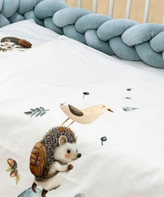 Textil komplet posteljina za krevetac za bebe Jež Plava - 120x60 cm