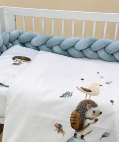 Textil komplet posteljina za krevetac za bebe Jež Plava - 120x60 cm