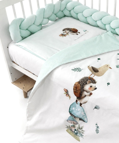 Textil komplet posteljina za krevetac za bebe Jež Plava - 120x60 cm