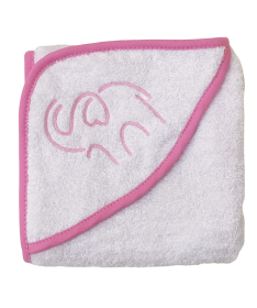 Textil peškir za bebe sa kapuljačom Slonče roze 80x80cm