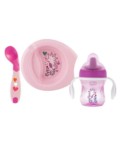 Chicco set za ishranu devojčica 6m+ Roze