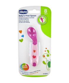 Chicco plastična prva kašičica za devojčice 8m+ Roze