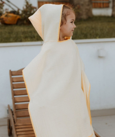 Textil pončo od muslina za plažu za decu Butter Yellow 63x70cm