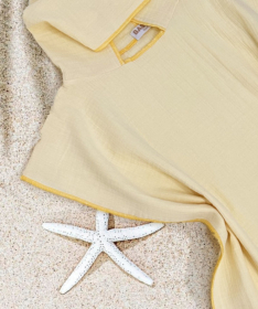 Textil pončo od muslina za plažu za decu Butter Yellow 63x70cm