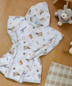 Textil pončo od muslina za plažu za decu Animals 63x70cm