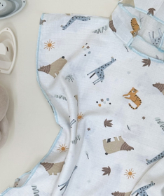 Textil pončo od muslina za plažu za decu Animals 63x70cm