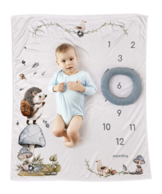 Textil Podloga uspomena za bebu Jež - Plava