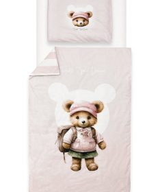 Textil posteljina (navlake) za krevetac za bebe Teddy Roze - 120x80 cm