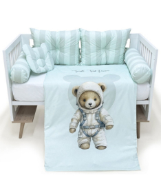 Textil komplet posteljina za krevetac za devojčice Teddy Mint - 120x60 cm