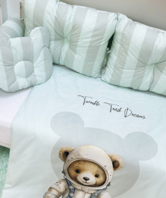 Textil komplet posteljina za krevetac za devojčice Teddy Mint - 120x60 cm