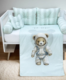 Textil komplet posteljina za krevetac za devojčice Teddy Mint - 120x60 cm