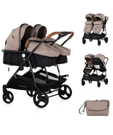 Chipolino Duo Smart kombinovana kolica za blizance Tiramisu