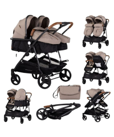 Chipolino Duo Smart kombinovana kolica za blizance Tiramisu