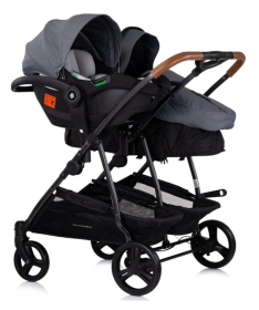 Chipolino Duo Smart kombinovana kolica za blizance 2 u 1 sa auto sedištem Cloud