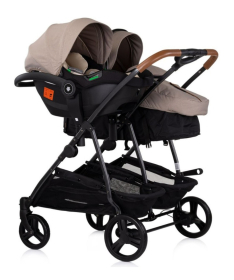 Chipolino Duo Smart kombinovana kolica za blizance 2 u 1 sa auto sedištem Tiramisu