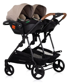 Chipolino Duo Smart kombinovana kolica za blizance 2 u 1 sa auto sedištem Tiramisu