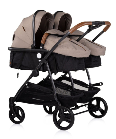Chipolino Duo Smart kombinovana kolica za blizance 2 u 1 sa auto sedištem Tiramisu