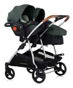 Chipolino Duo Smart kombinovana kolica za blizance 2 u 1 sa auto sedištem Basil