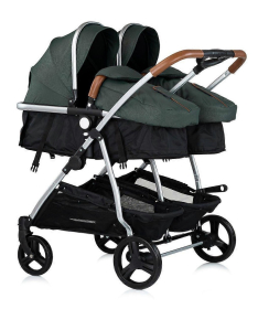 Chipolino Duo Smart kombinovana kolica za blizance 2 u 1 sa auto sedištem Basil