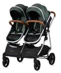 Chipolino Duo Smart kombinovana kolica za blizance 2 u 1 sa auto sedištem Basil